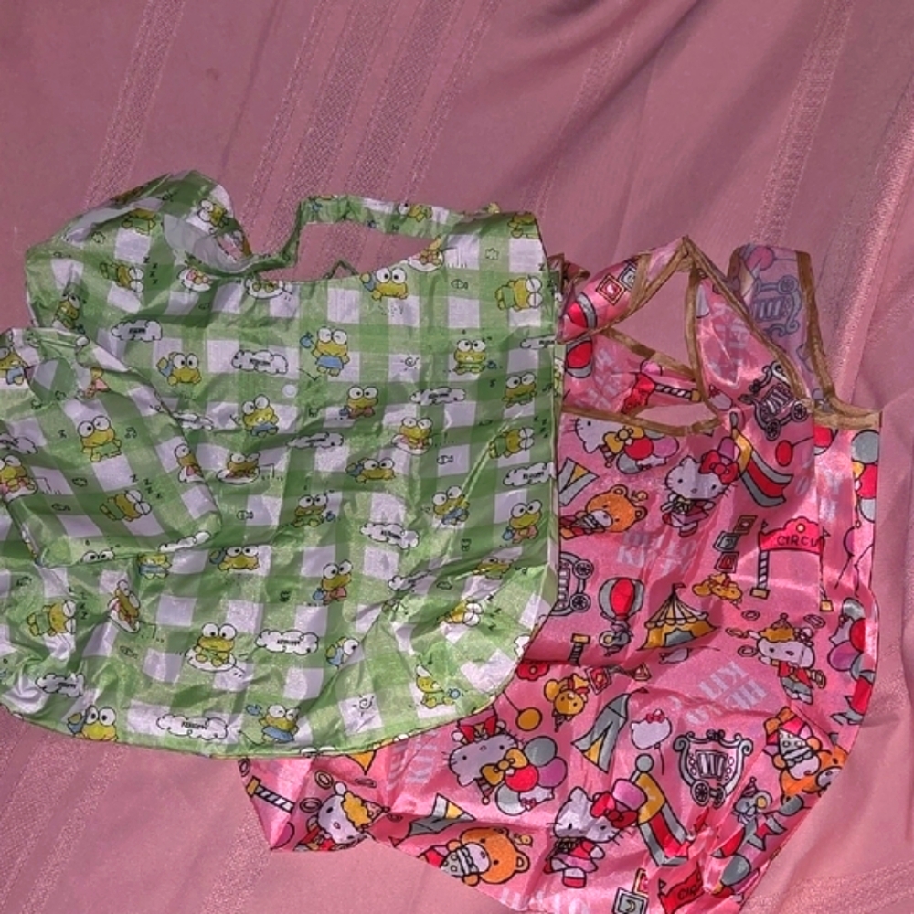 Hello Kitty and Keroppi Tote Bags - Pink and Green